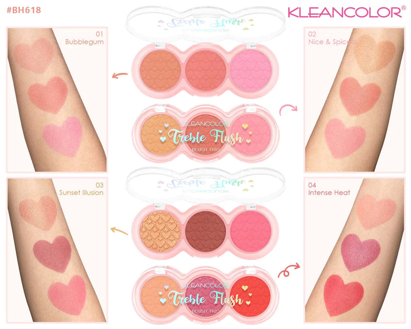 PALETA DE RUBORES TREBLE FLUSH BLUSH TRIO - KLEANCOLOR